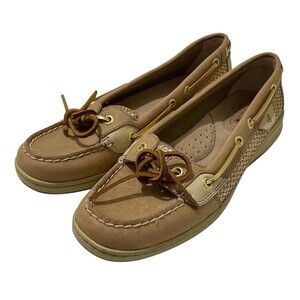 Sperry Top Sider Angelfish Boat Shoes Women's 7.5 Gold Brown Leather Flat Shoes